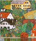 Gustav Klimt Houses at Unterach painting